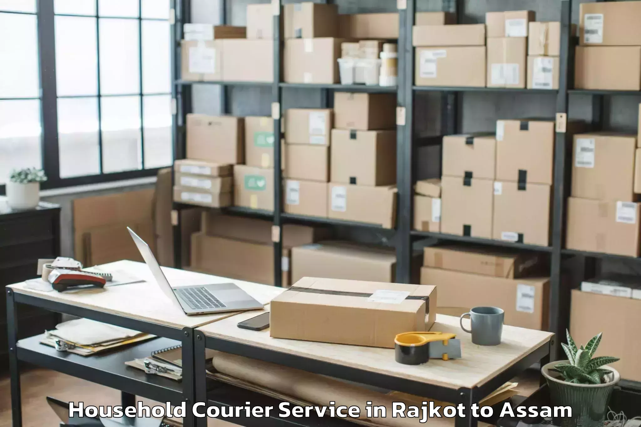 Top Rajkot to Sorbhog Household Courier Available